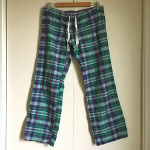 Y2K Garage Star Low Rise Sparkly Purple & Green Plaid Flannel Pants Small